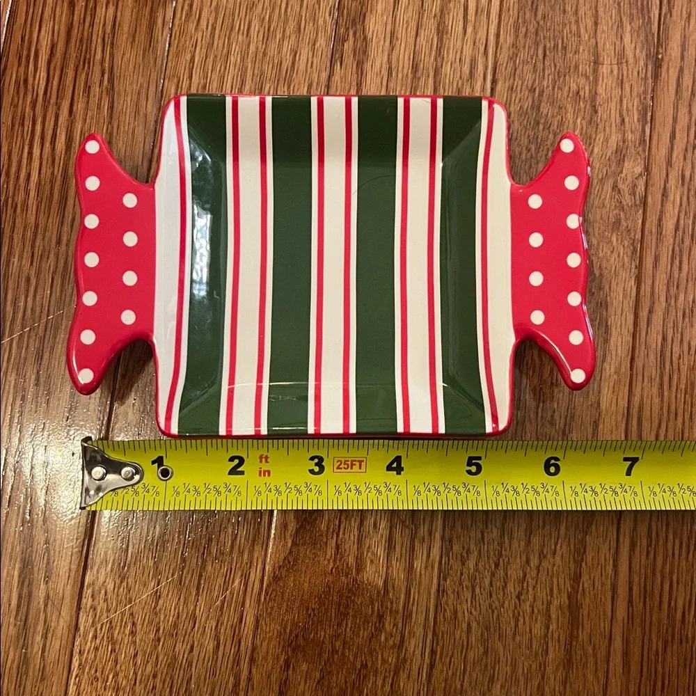 Pier 1 Candy Cane Green Red & White Christmas Appetizer Plate